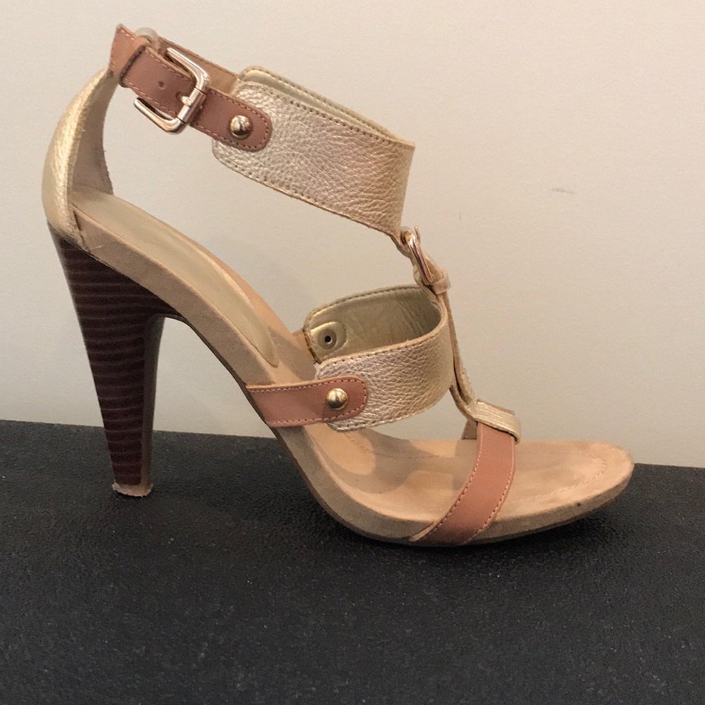 Gold high heel sandals, Brand New!